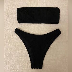 Black Textured Bikini Set
